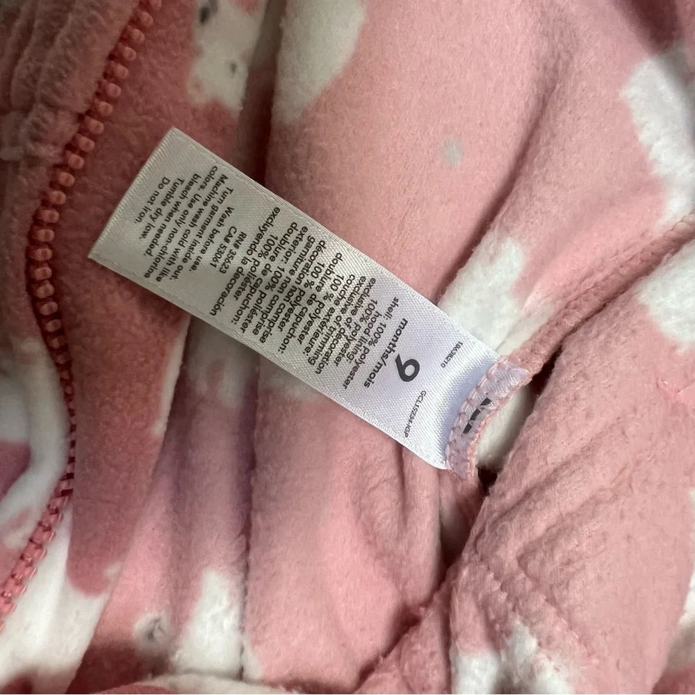 CARTERS ZIP UP FLEECE JUMPSUIT ROMPER PINK 9MO
